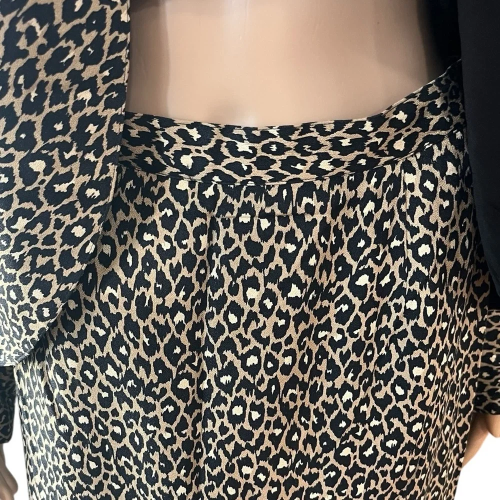 St Gillian all over leopard animal print  2 pc pencil skirt peplum jacket VTG